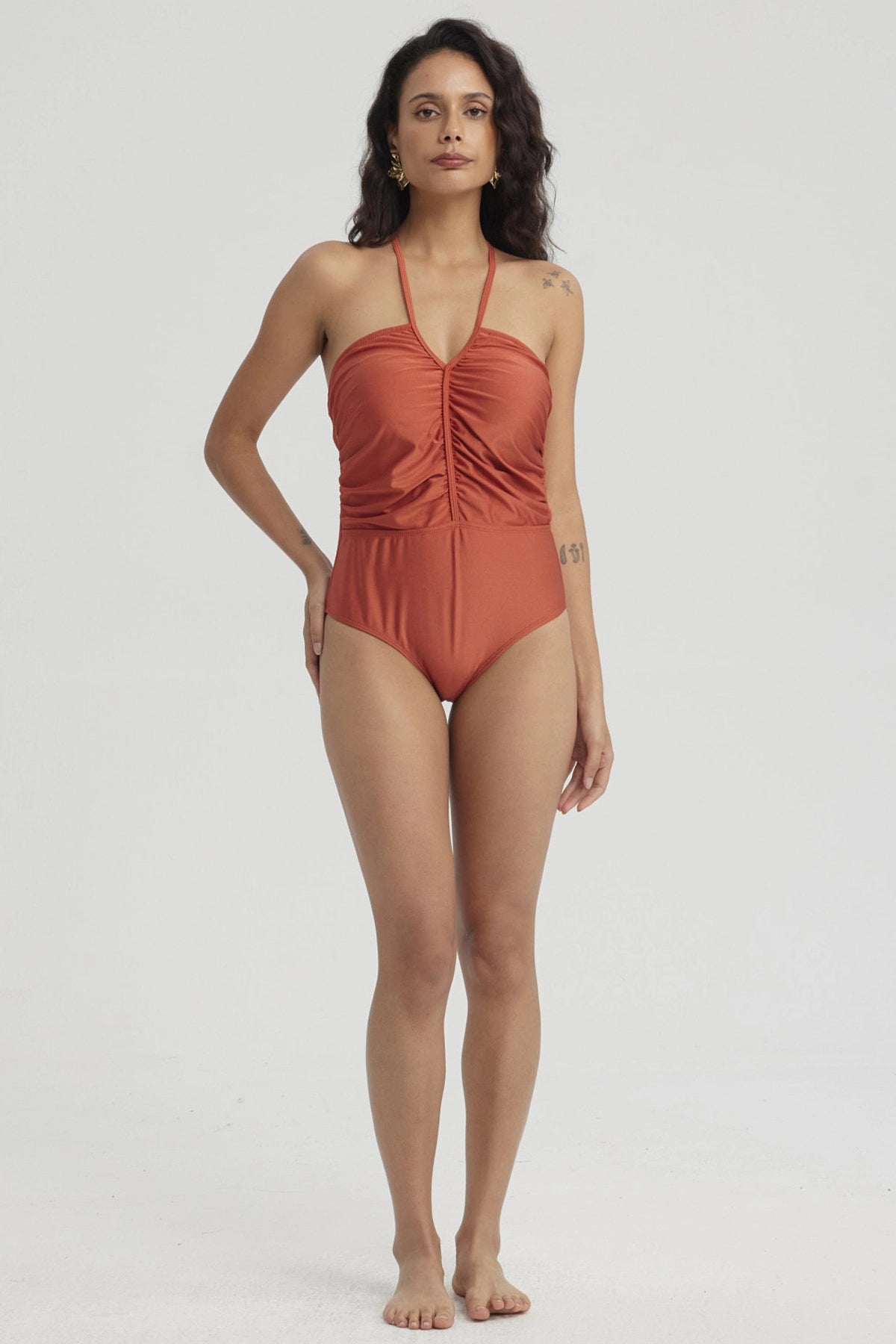 Traje de Baño Mujer Entero Amarra Terracota