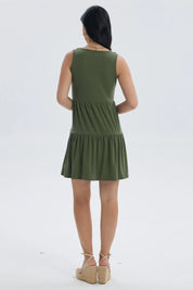 Vestido Mujer Liso Rib Con Corte Verde Musgo