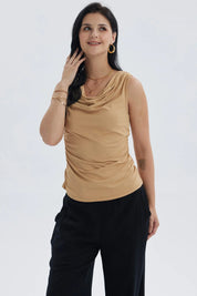 Polera Mujer Cuello Espalda Camel