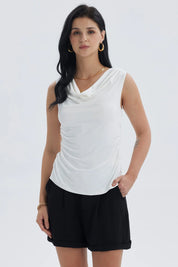 Polera Mujer Cuello Espalda Crudo