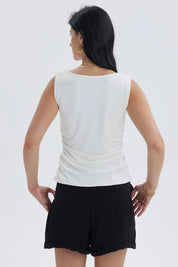 Polera Mujer Cuello Espalda Crudo