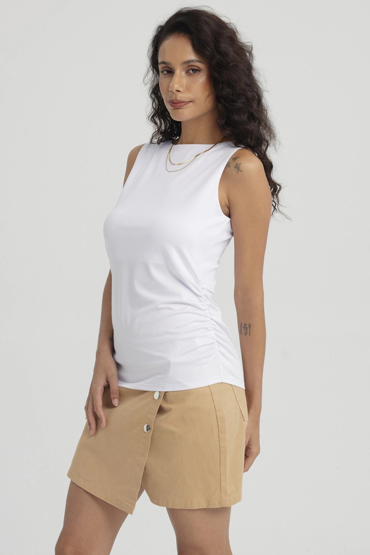 Polera Mujer Doble Capa Delantera Blanco