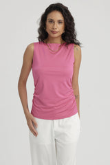 Polera Mujer Doble Capa Delantera Fucsia