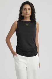 Polera Mujer Doble Capa Delantera Negro