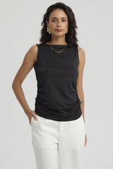 Polera Mujer Doble Capa Delantera Negro