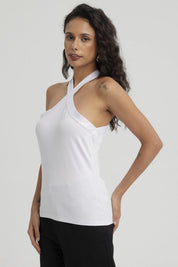 Polera Mujer Escote Cruzada Blanco