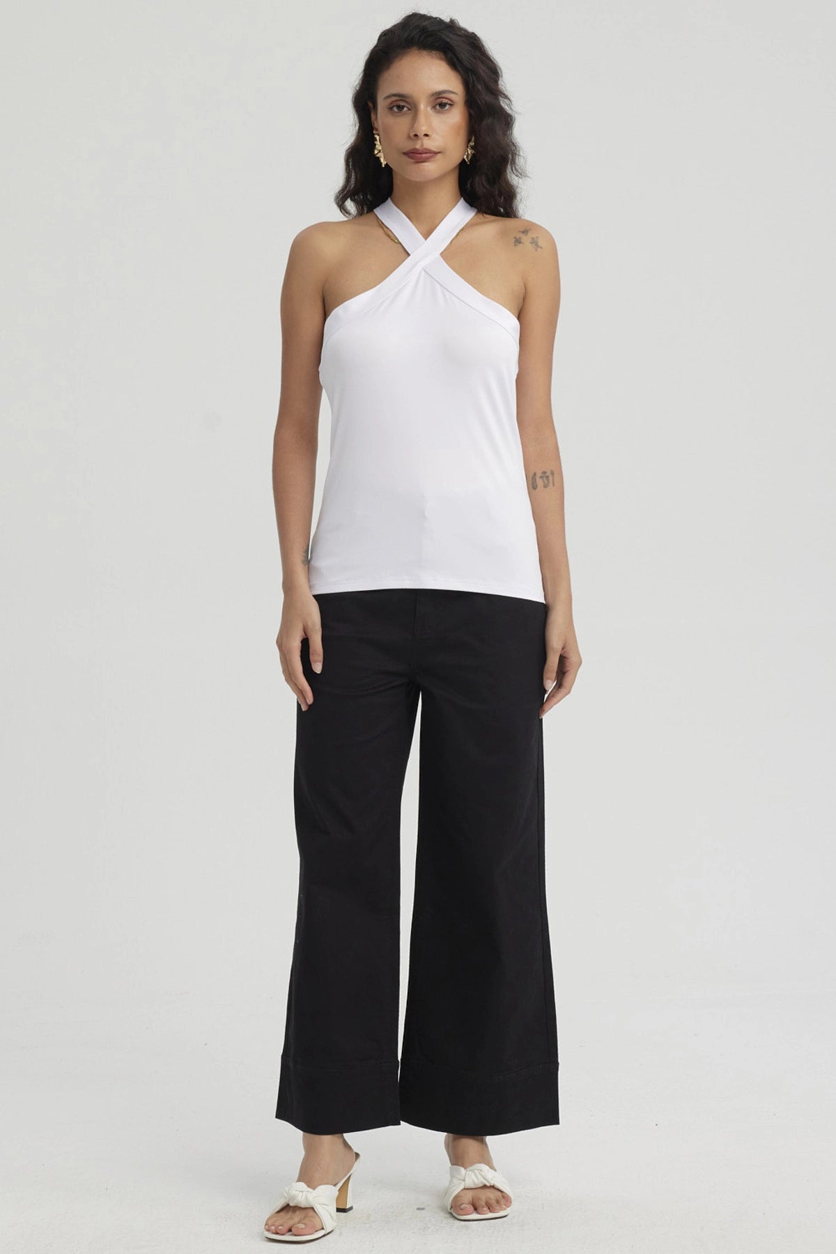 Polera Mujer Escote Cruzada Blanco