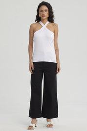 Polera Mujer Escote Cruzada Blanco
