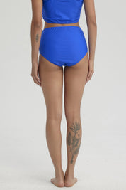 Traje de Baño Mujer Tiro Alto Recogido Azul