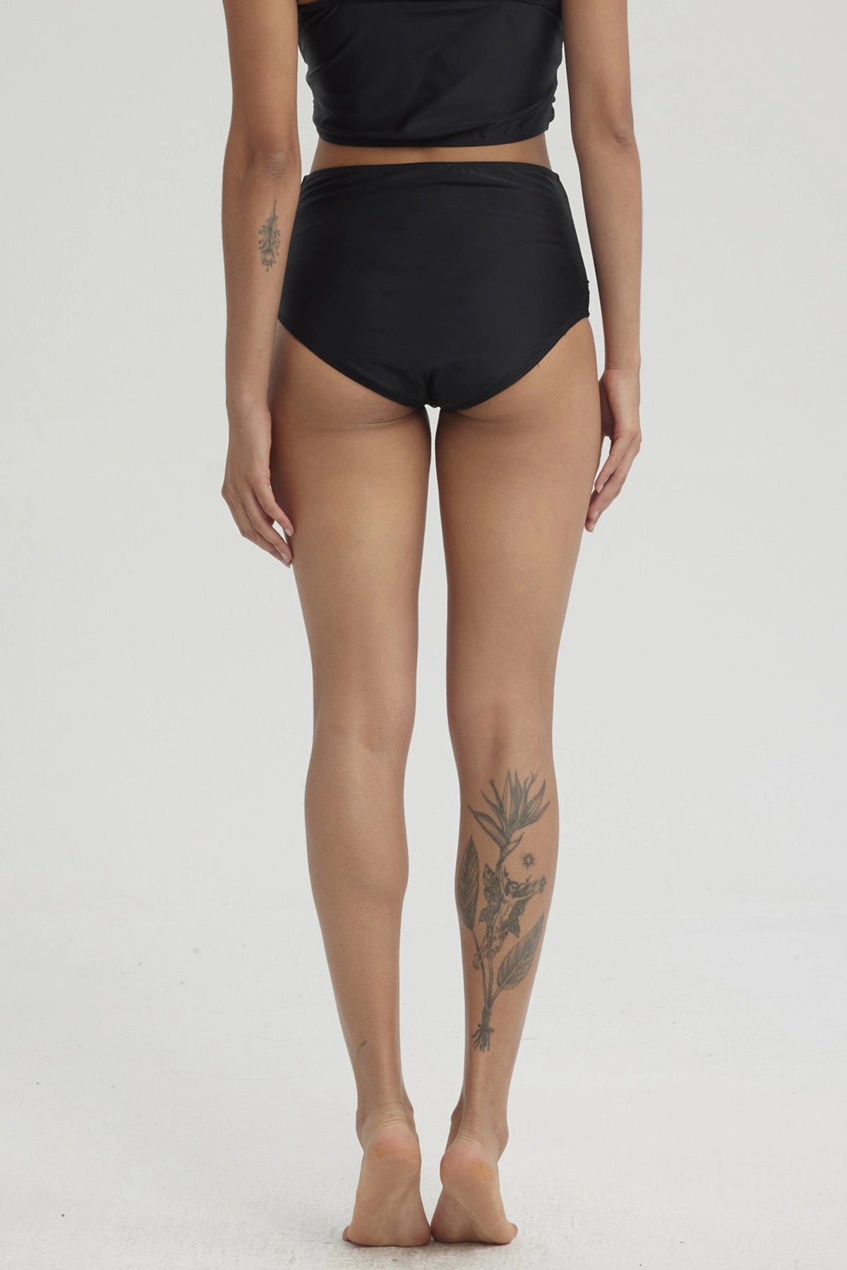 Traje de Baño Mujer Tiro Alto Recogido Negro