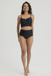 Traje de Baño Mujer Tiro Alto Recogido Negro