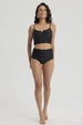 Traje de Baño Mujer Tiro Alto Recogido Negro