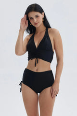 Traje de Baño Mujer Peto Escote V Liso Negro