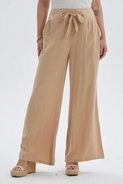 Pantalón Mujer Lazo Con Argolla Camel