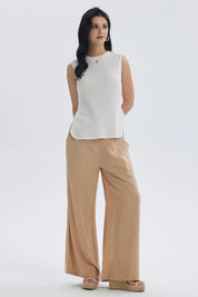 Pantalón Mujer Lazo Con Argolla Camel