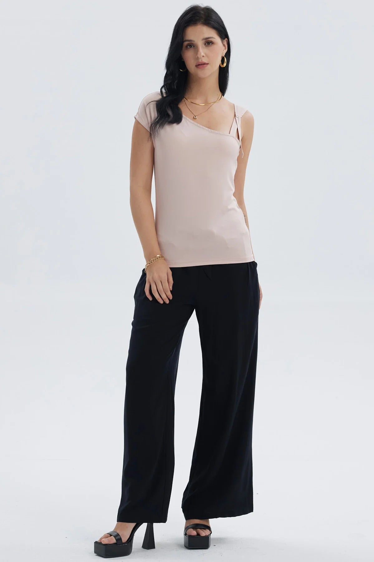 Pantalón Mujer Lazo Con Argolla Negro