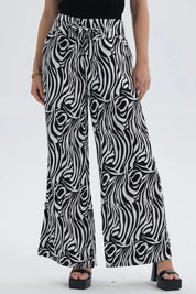 Pantalón Mujer Lazo Con Argolla Negro / Blanco