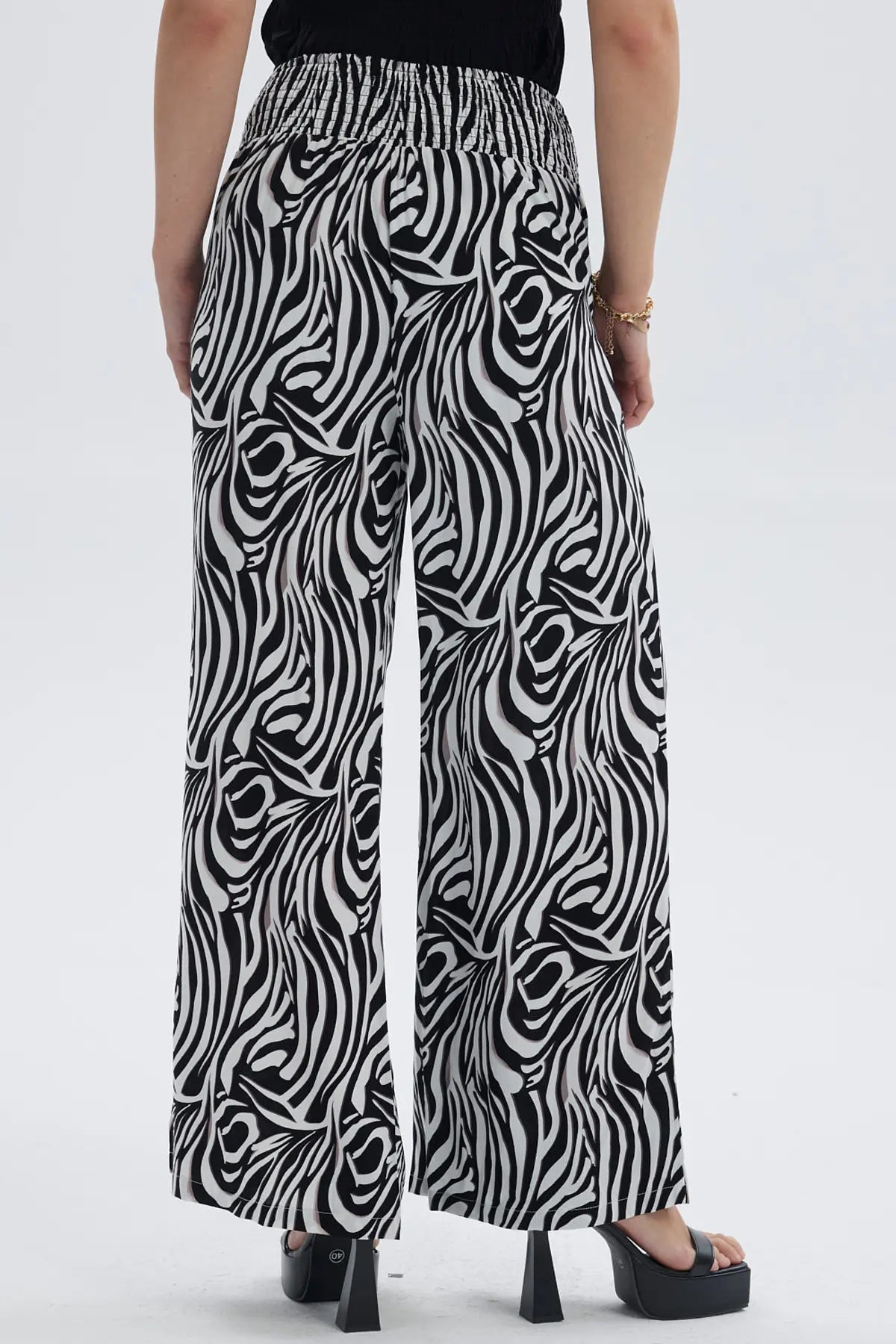 Pantalón Mujer Lazo Con Argolla Negro / Blanco