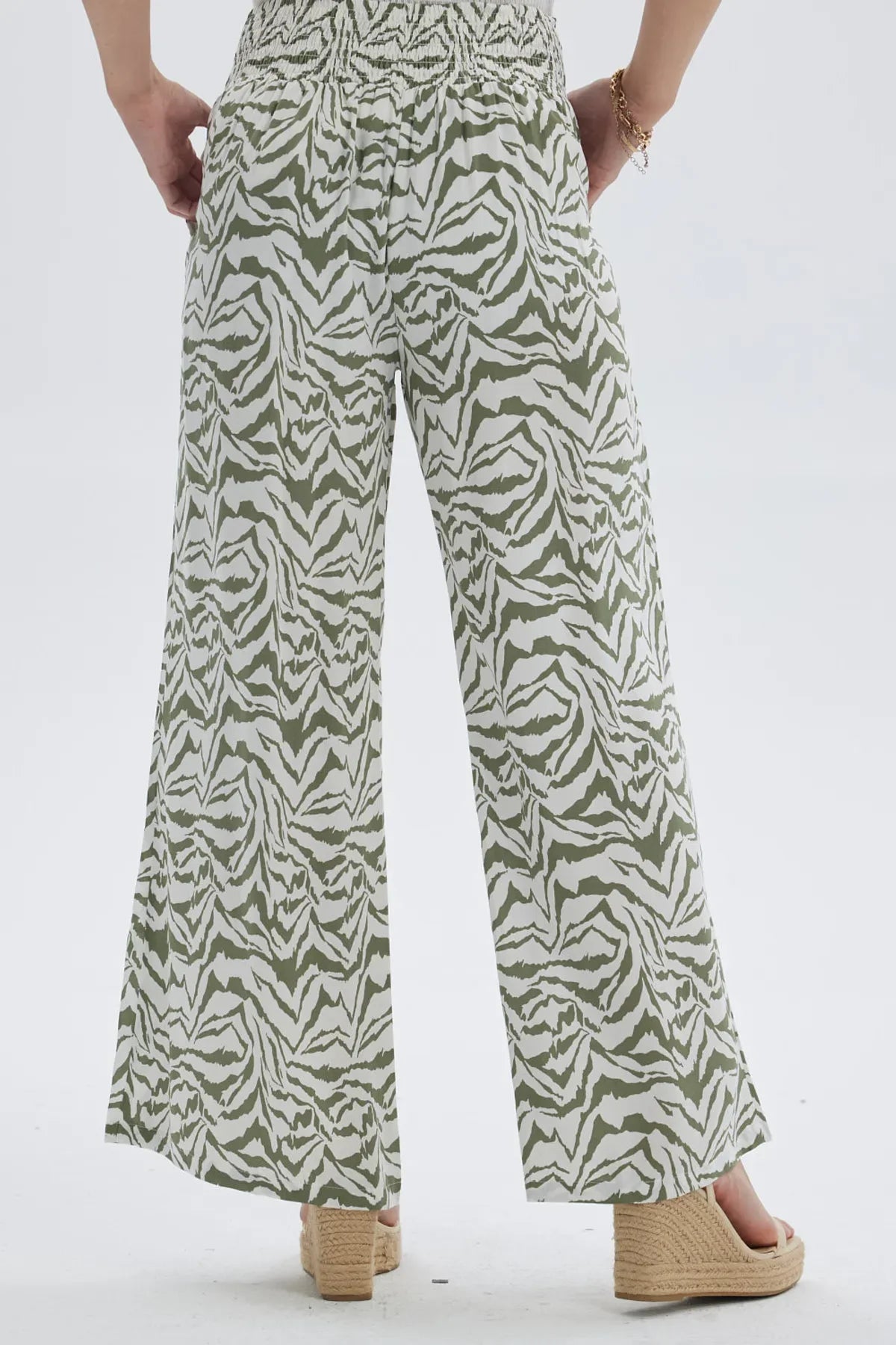 Pantalón Mujer Lazo Con Argolla Verde Musgo