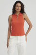 Polera Mujer Rib Medio Cierre Naranjo Oscuro