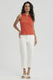 Polera Mujer Rib Medio Cierre Naranjo Oscuro