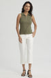 Polera Mujer Rib Medio Cierre Verde Musgo
