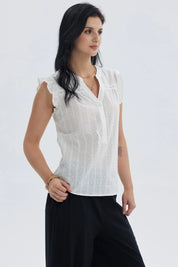 Blusa Mujer Vuelos Pata Botón Crudo
