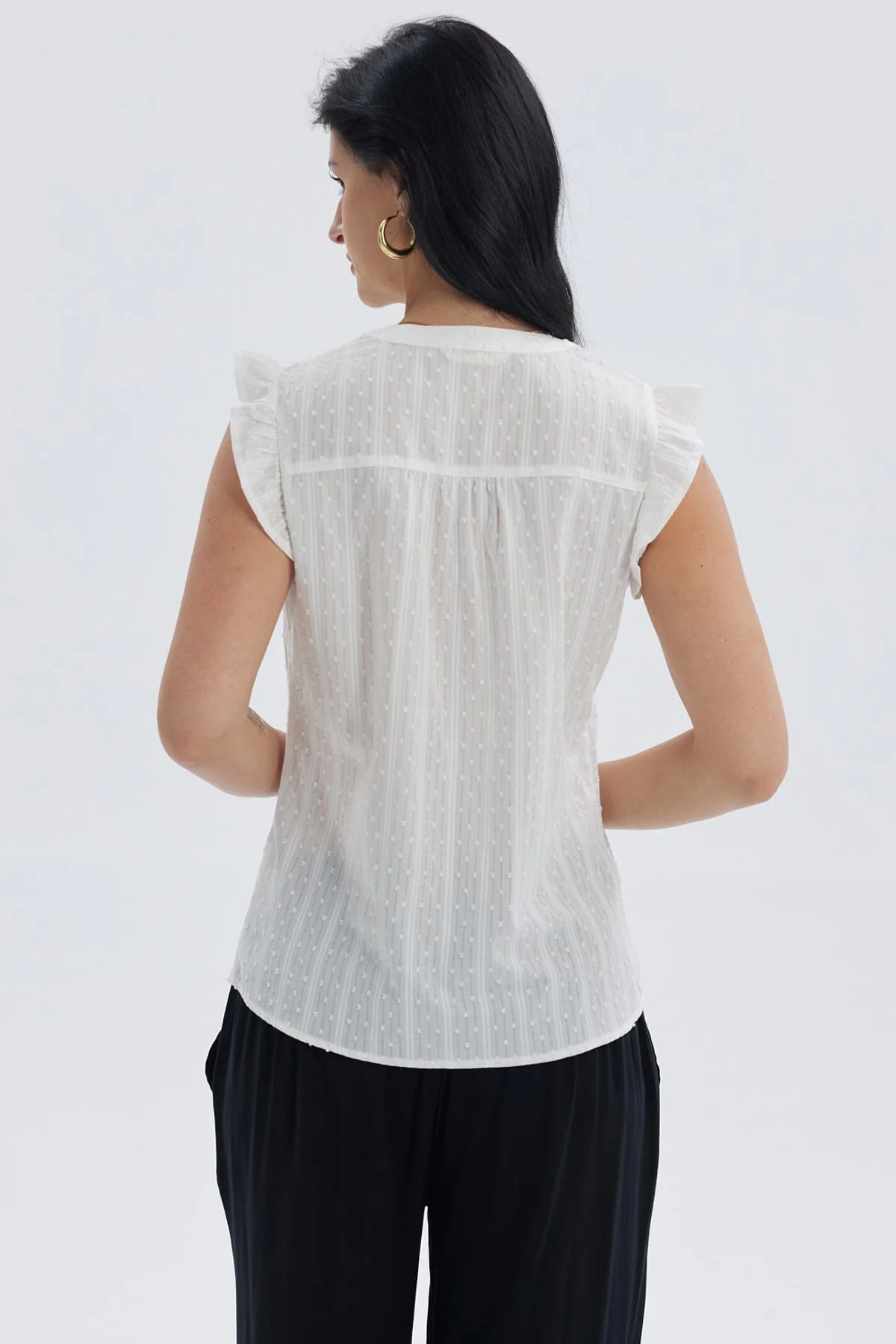 Blusa Mujer Vuelos Pata Botón Crudo