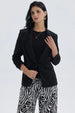 Blazer negro liso de mujer con solapas clásicas y ajuste elegante