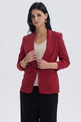Blazer Mujer Top Liso Rojo Oscuro
