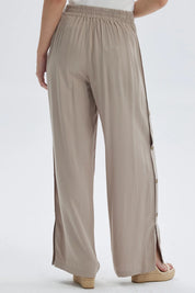Pantalón Mujer Palazzo Botones Costado Naranjo Oscuro