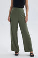 Pantalón Mujer Palazzo Botones Costado Verde Musgo