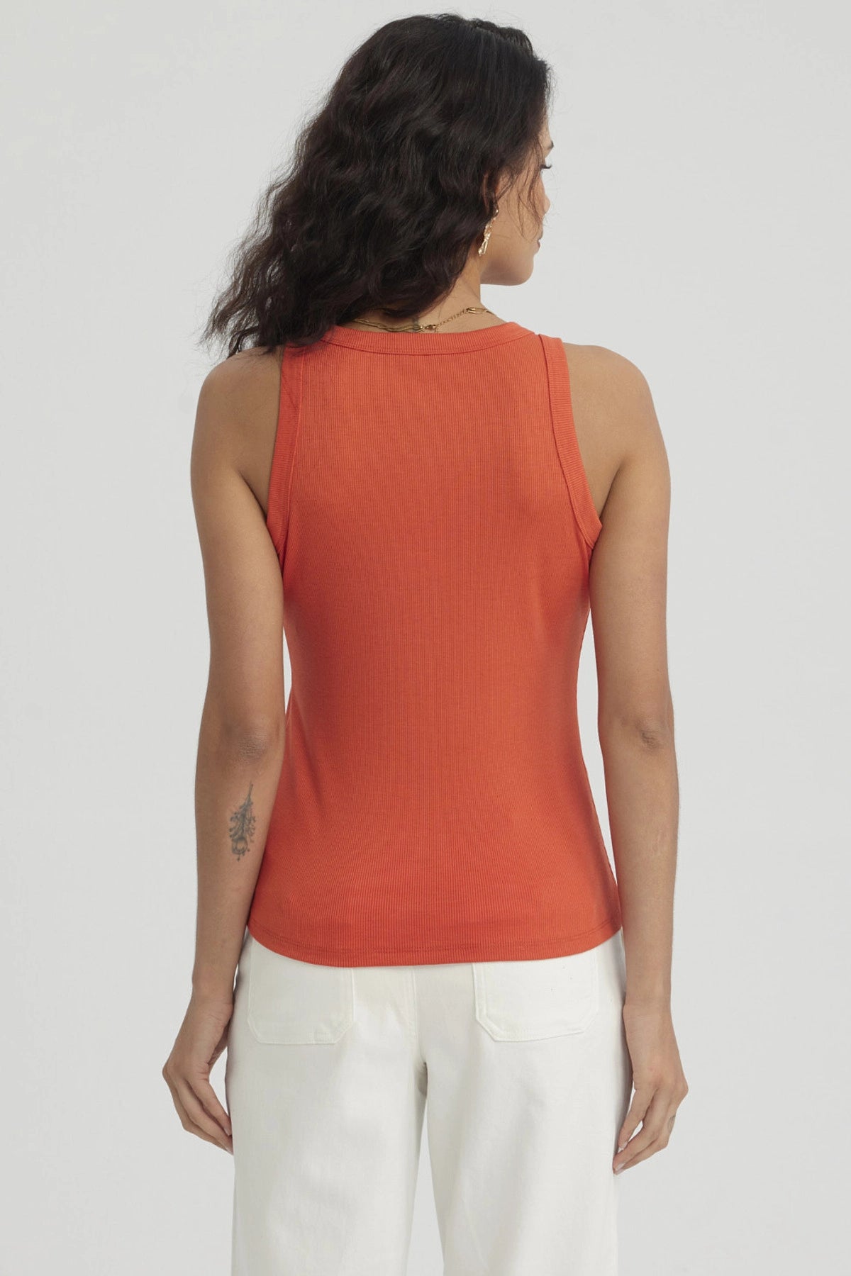 Polera Mujer Rib Grueso Naranjo Oscuro