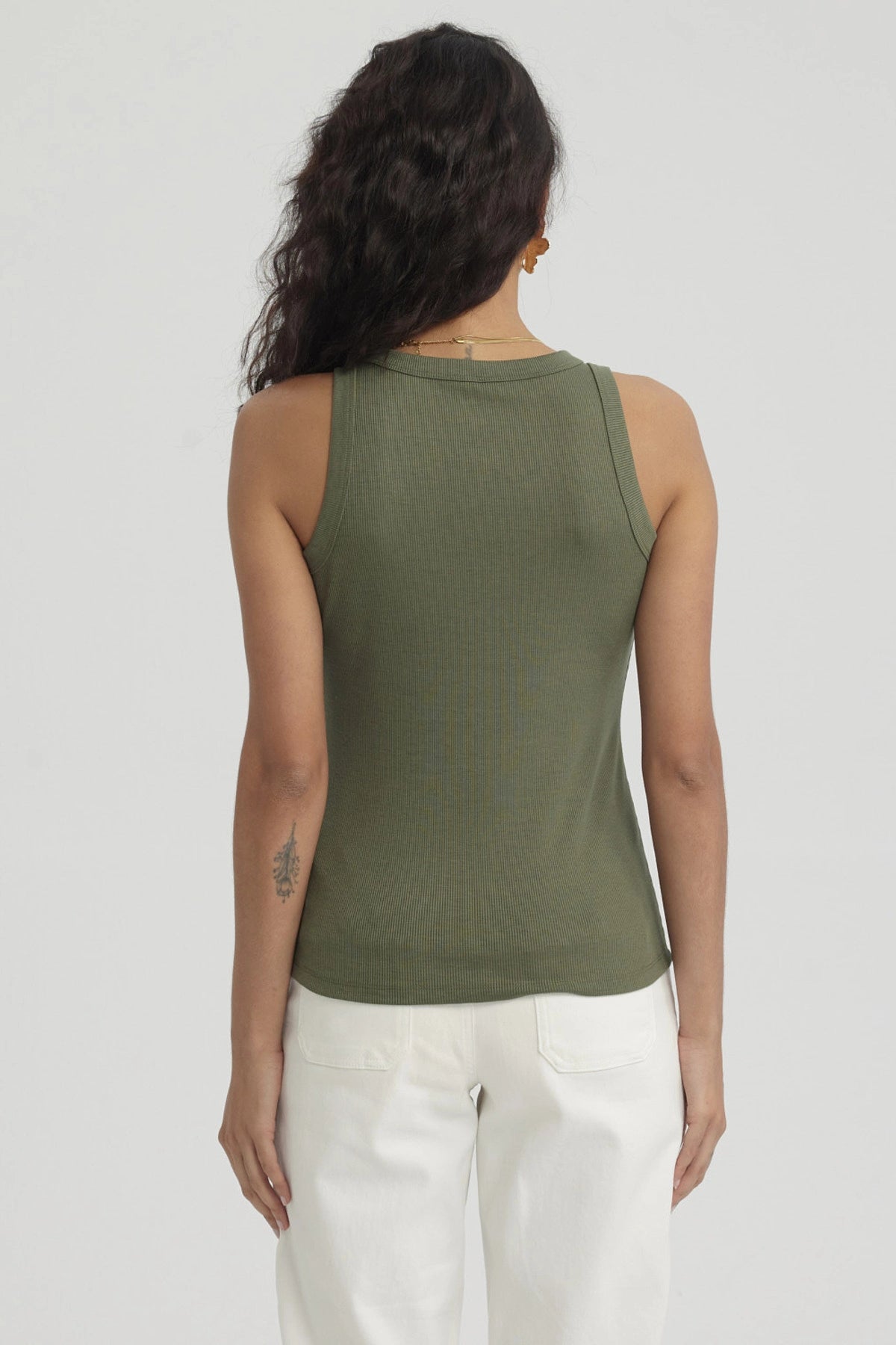 Polera Mujer Rib Grueso Verde Musgo