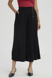 Pescador Mujer Botones Costados Negro