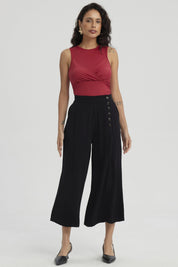 Pescador Mujer Botones Costados Negro