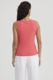 Polera Mujer Botones Pata Lisa Coral