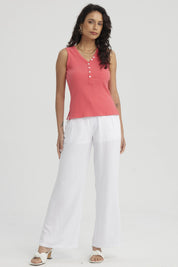 Polera Mujer Botones Pata Lisa Coral