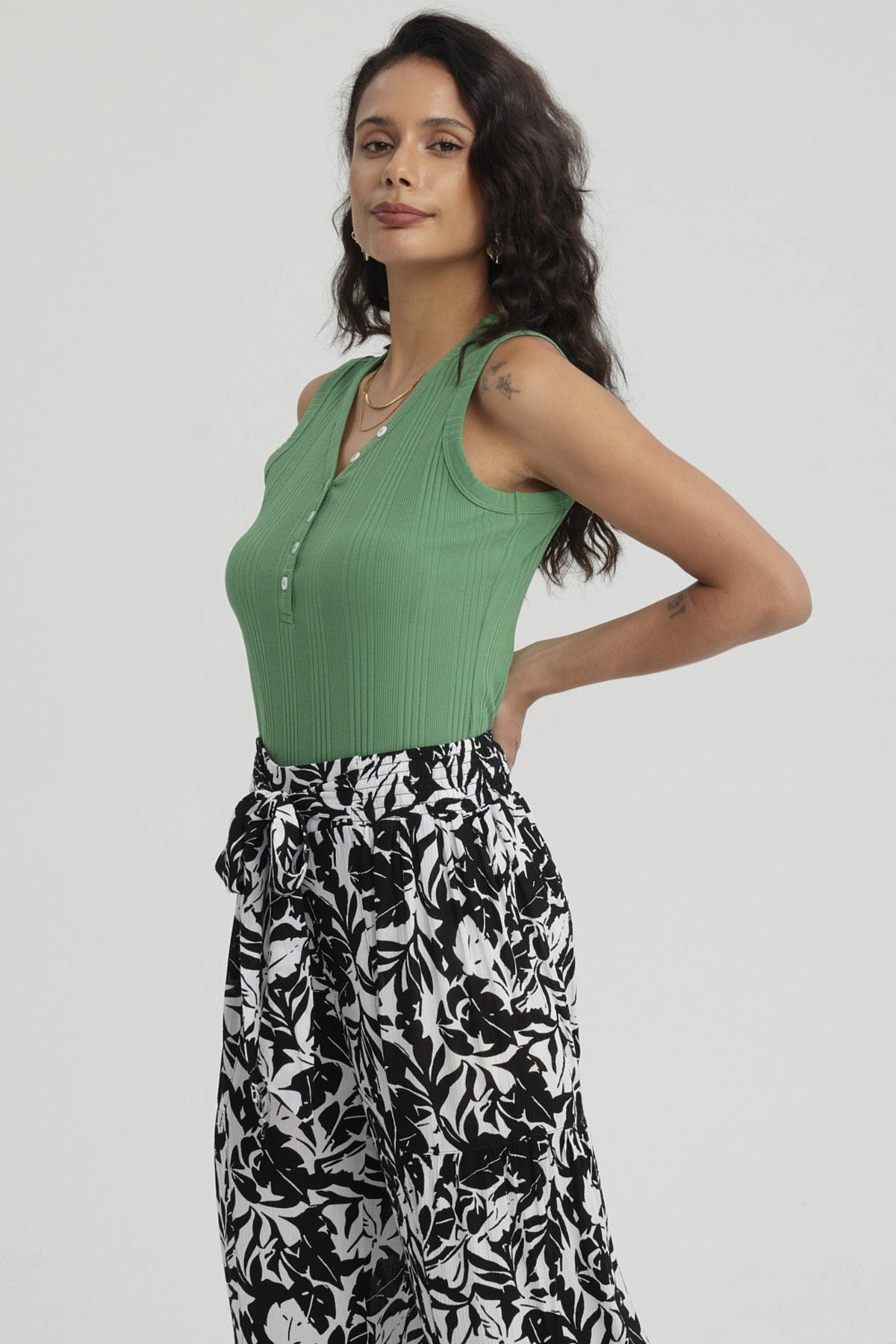 Polera Mujer Botones Pata Lisa Turquesa