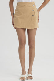 Short Mujer Gabardina Pretina Camel