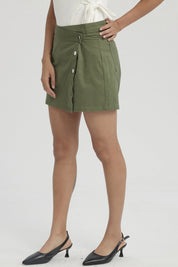 Short Mujer Gabardina Pretina Verde Musgo
