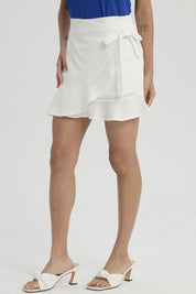 Falda Mujer Cruzada Costado Con Lazo Crudo