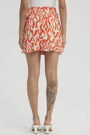 Falda Mujer Cruzada Costado Con Lazo Naranjo
