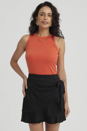 Falda Mujer Cruzada Costado Con Lazo Negro