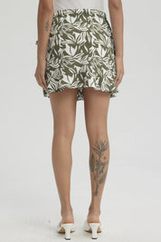 Falda Mujer Cruzada Costado Con Lazo Verde Musgo