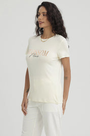 Polera Mujer Estampado Crema