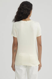 Polera Mujer Estampado Crema