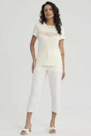 Polera Mujer Estampado Crema