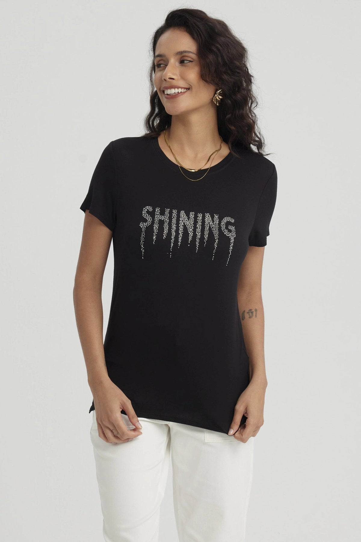 Polera Mujer Estampado Negro