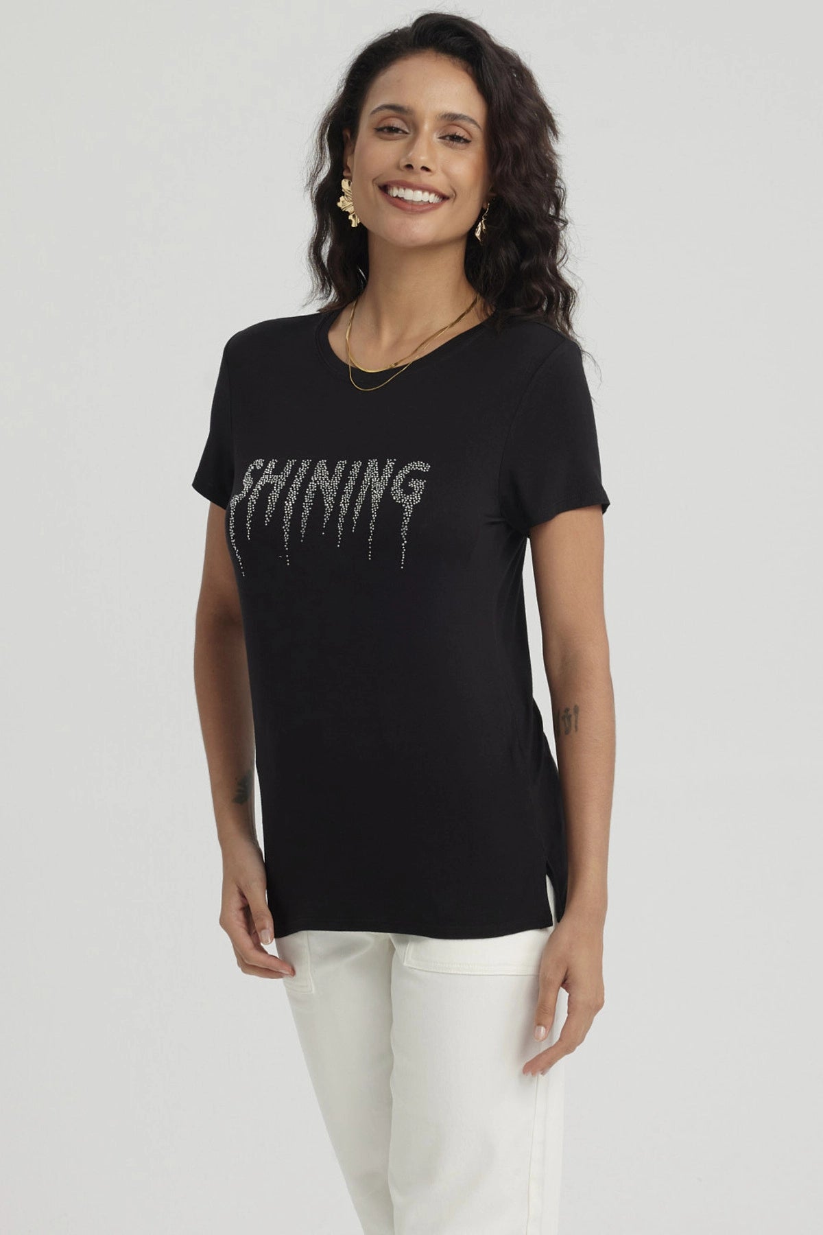 Polera Mujer Estampado Negro